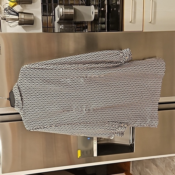 💕TORY BURCH💕 Long Sleeve Button Front Shirt Dress ~ 12 Geometric Chain Print - Picture 2 of 10